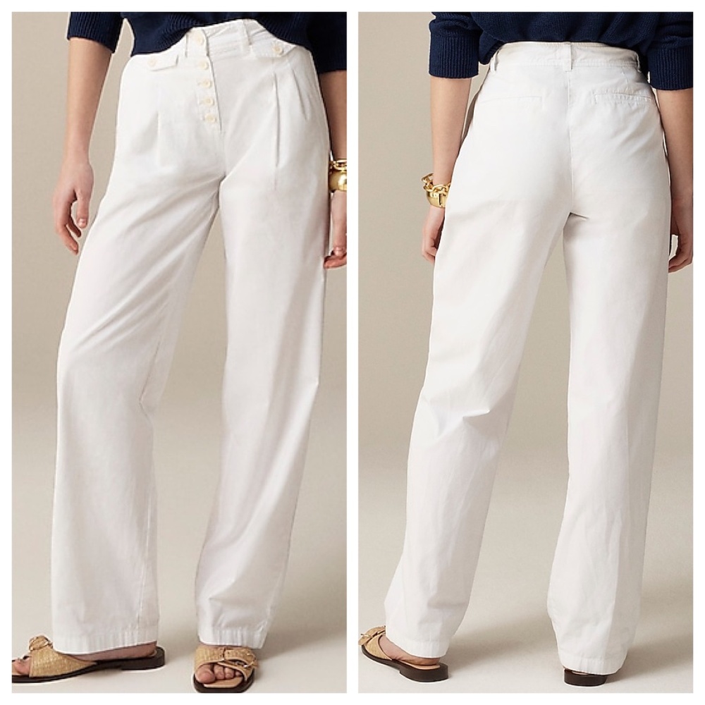 NWT J. CREW Wide-leg Chino Pant Women's Size 6 White Cotton